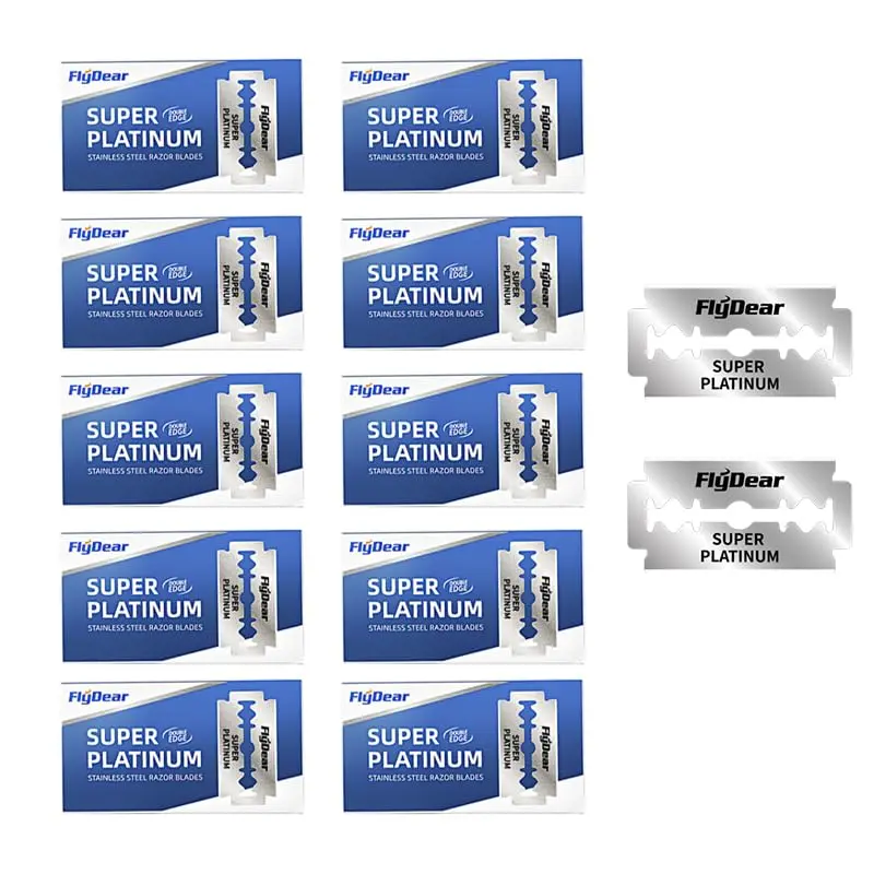100 Count Double Edge Razor Blades - Men's Safety Razor Blades for Shaving - Platinum Stainless Steel Double Razor Shaving Blades for Men for Smooth Clean Shave