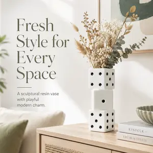 Decorative Dice Vase, Modern Flower Vase for Living Room, Bookshelf, Coffee Table Decor