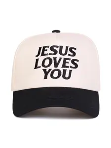 Unisex Jesus Loves You Letter Embroidered Message Baseball Cap, Embroidered Snapback, Adjustable Outdoor Sun Protection Durable Hat with Unisex Appeal for Spring & Fall Travel Beach Vacation