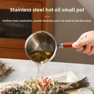 Stainless Steel Multifunction Mini Melting Pot, Ideal for Melting Butter Chocolate Cheese, Waterproof Design with Heat-Resistant Wooden Handle