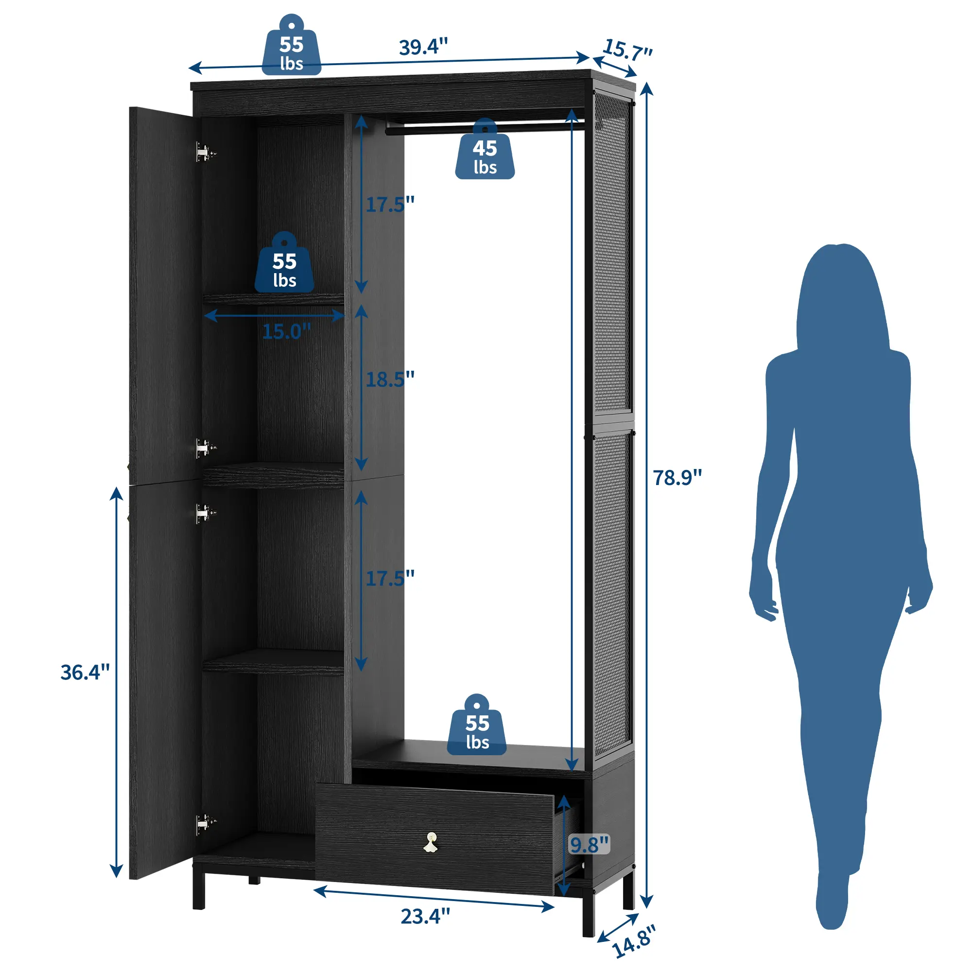 Modern Armoire Wardrobe Closet - Sliding Door, Adjustable Hanging Rod & Shelves, Neutral Finish, Space-Saving Spacious Storage, Sleek Design, Durable Construction, Ideal for Bedroom & Entryway to Organize Clothing, Bags & Accessories, Guest Room