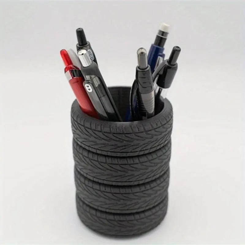 Stacked Tire Shaped Pen Holder Pen Stand, Pen Cups, 1 Piece Creative Office Accessory Desk Accessories Desk Stationery Organizer Stationery Storage Organizer for Office, School, Home, Teacher Gifts