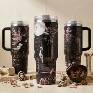 Provider Sleep Token 40 oz Vacuum Insulated Tumbler with Handle Straw Red Black Angel Wings Gothic Graphic Keeps Drinks Hot/Cold 12H+ Stainless Steel Travel Mug