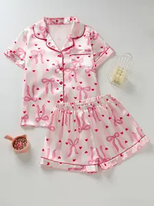 Women's Satin Sleepwear Set Pajamas, Elegant Fitted Design, Soft & Comfortable Fabric, Short Sleeve Top & Shorts, Perfect for Relaxing Nights