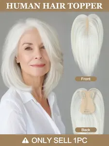 Real Human Hair Toppers for Women Daily 360° 3D Hair Pieces with Thinning Hair Upgrade Middle Part Clip in Bangs20, 25cm Middle Part Bangs Hair Extension, Increases Top Volume, Creates Atmosphere, Perfect for Daily Wear, Hair Replacement