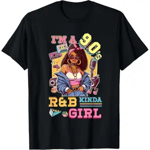 Cotton Soft & Skin-Friendly 90s R&B Girl Graphic Tee: "I'm A 90s R&B Kinda Girl" |   Gift For Retro Music Fans & Afrocentric Fashion Lovers plus  size  top