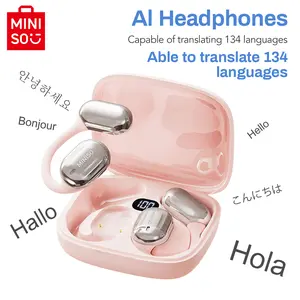MINISO MS162 AI Translation Earbuds Real-time Translate Open Wireless Bluetooth Headphones Support 134 Languages with app 5.4 HIFI Sound Quality Sports Gaming Low Latency Earbuds Touch Control IPX5 Waterproof Bluetooth Support  iOS and Android