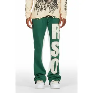 Uko Green Stacked Baggy Track Pant