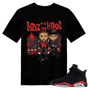 Unisex T-shirt To Match Sneakers Jordan 6 Reverse Infrared - Boondocks-Boyz-N-The-Hood-Parody. 100% Cotton for Casual Wear. Comfortable Summer Unisex T-Shirt to match Jordan Sneaker. Streetwear Style. urban outfitters