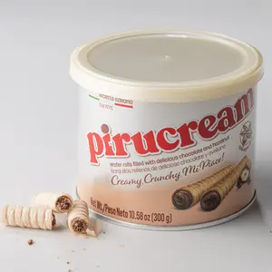 Pirucream Venezolano Chocolate Hazelnut Rolled Wafers, 100% Cocoa Snack, 10.58Oz