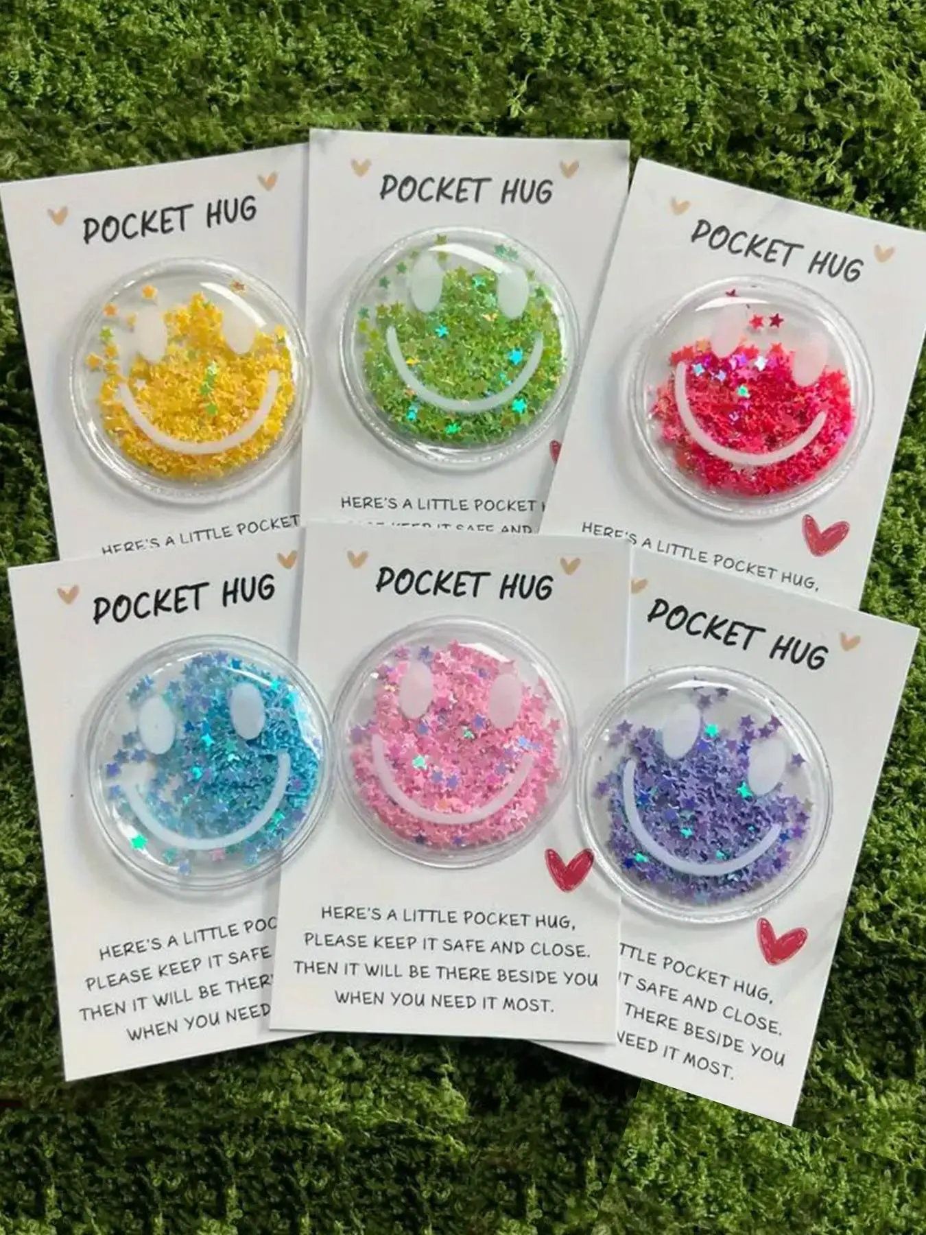 6pcs Colorful Glitter Face Stickers for Pocket Hug Cards - Various Sparkling Colors, Cartoon Decorations, Decorative Aesthetic Stickers, Perfect for Birthdays, Valentine'S Day, Weddings, Encouragement Gifts, Halloween, Christmas Gifts
