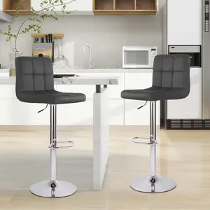 Bar Stools Set Of 2/4! Adjustable PU Leather Swivel Bar Stools, Reception Chair Modern Counter Stools With Back And Footrest, Counter Height Bar Stools Suitable For Office Bar Kitchen Dining Room