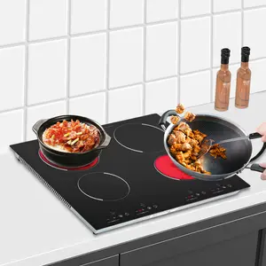 TikTokShopBlackFriday 4 Burners Electric Ceramic Cooktop,110V Electric Stove Top Built-in Touch Control, 3000W 9 Heating Level Stove Countertop & Drop-in Cooktop W/Kid Safety Lock (No Plug) Induction Stovetop