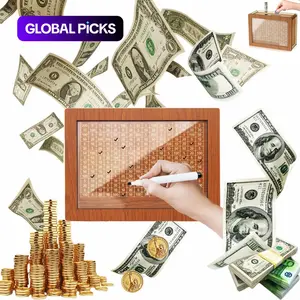 Wooden Cash Saving Box, Piggybank, 1/20pcs Cash Saving Challenge Money Organizer Box, Gift for Friends, Wooden Savings Box #GLOBAL PICKS