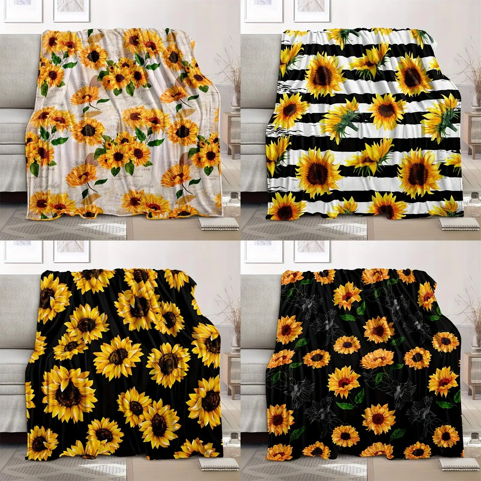 1pcs sunflower design gift blanket, envelope blanket, soft warm lightweight blanket, Soft Cozy Blanket, suitable for women's birthday, Mother's Day gift, home living room decoration, travel blanket, Floral Print Blanket, Blanket Gifts