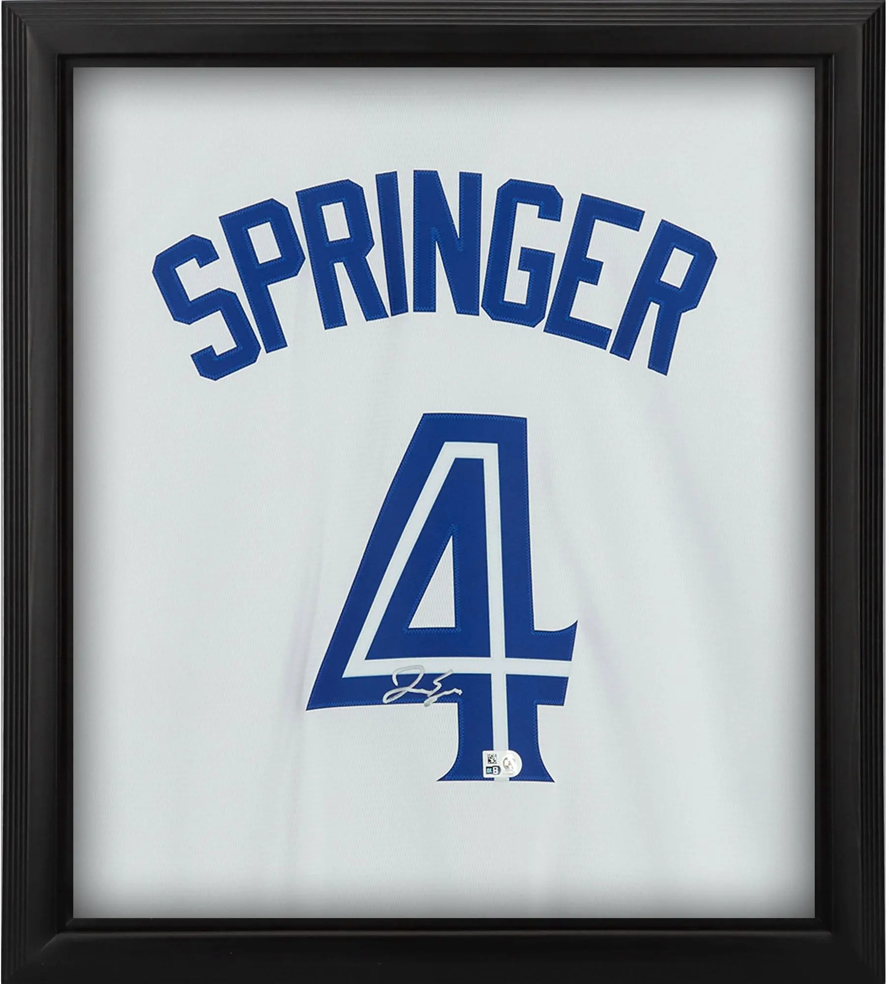 George Springer Toronto Blue Jays Framed Autographed White Nike Replica Jersey Shadowbox - Fanatics Authentic Certified