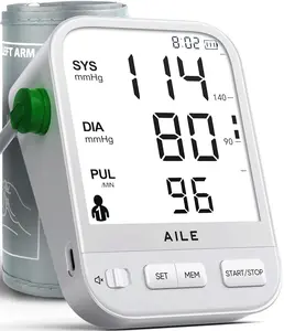 Blood Pressure Monitor for Home Use: AILE Blood Pressure Machine with Large LCD Backlit Screen - Large Comfort Blood Pressure Cuff Arm - 8.7"-16.5" Adjustable - 2 * 99 Records - Easy to Use Healthcare Kit