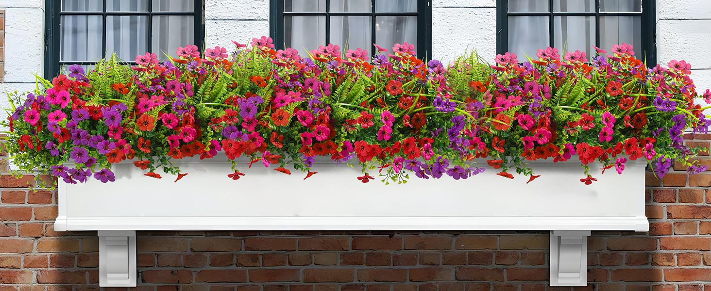 SHareconn 24/48 Bundles Artificial Flowers for Outdoors Spring Summer Decoration, UV Resistant Eucalyptus Violet and Lavender Silk Fake Plants for Outside Indoor Yard Home Patio Decor, Red Rose Purple SHareconn 24/48 Bundles Artificial Flowers for Outdoors Spring Summer Decoration, UV Resistant Eucalyptus Violet and Lavender Silk Fake Plants for Outside Indoor Yard Home Patio Decor, Red Rose Purple