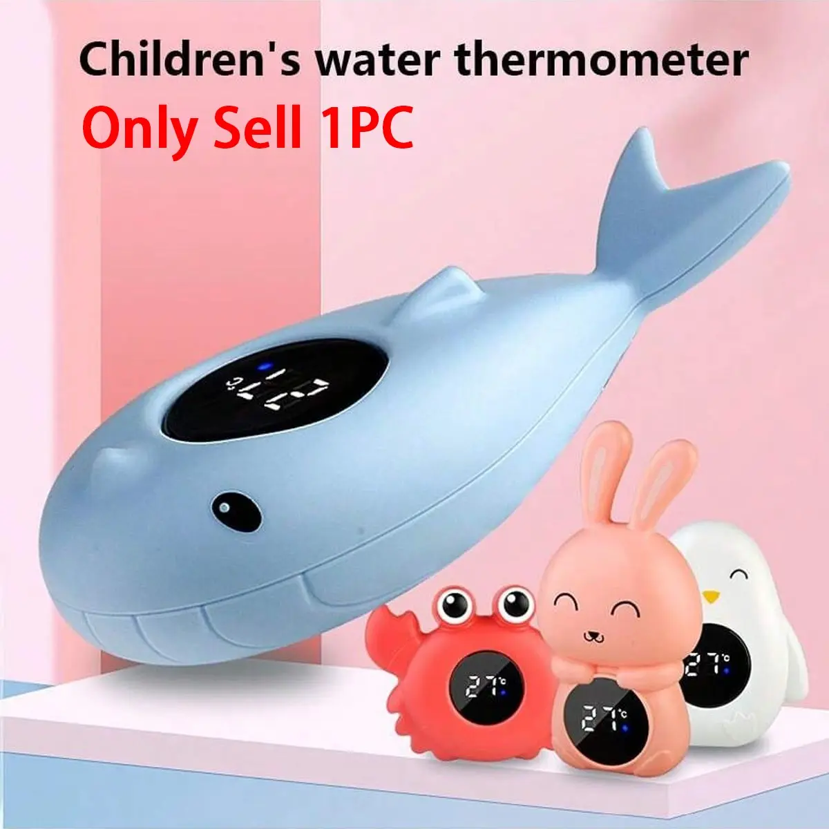 Digital Bath Water Thermometer, Cute Cartoon Floating Design, Temperature Alarm, LED Display, Button Battery Powered, Pool & Room Temp Sensor, Infant, Newborn