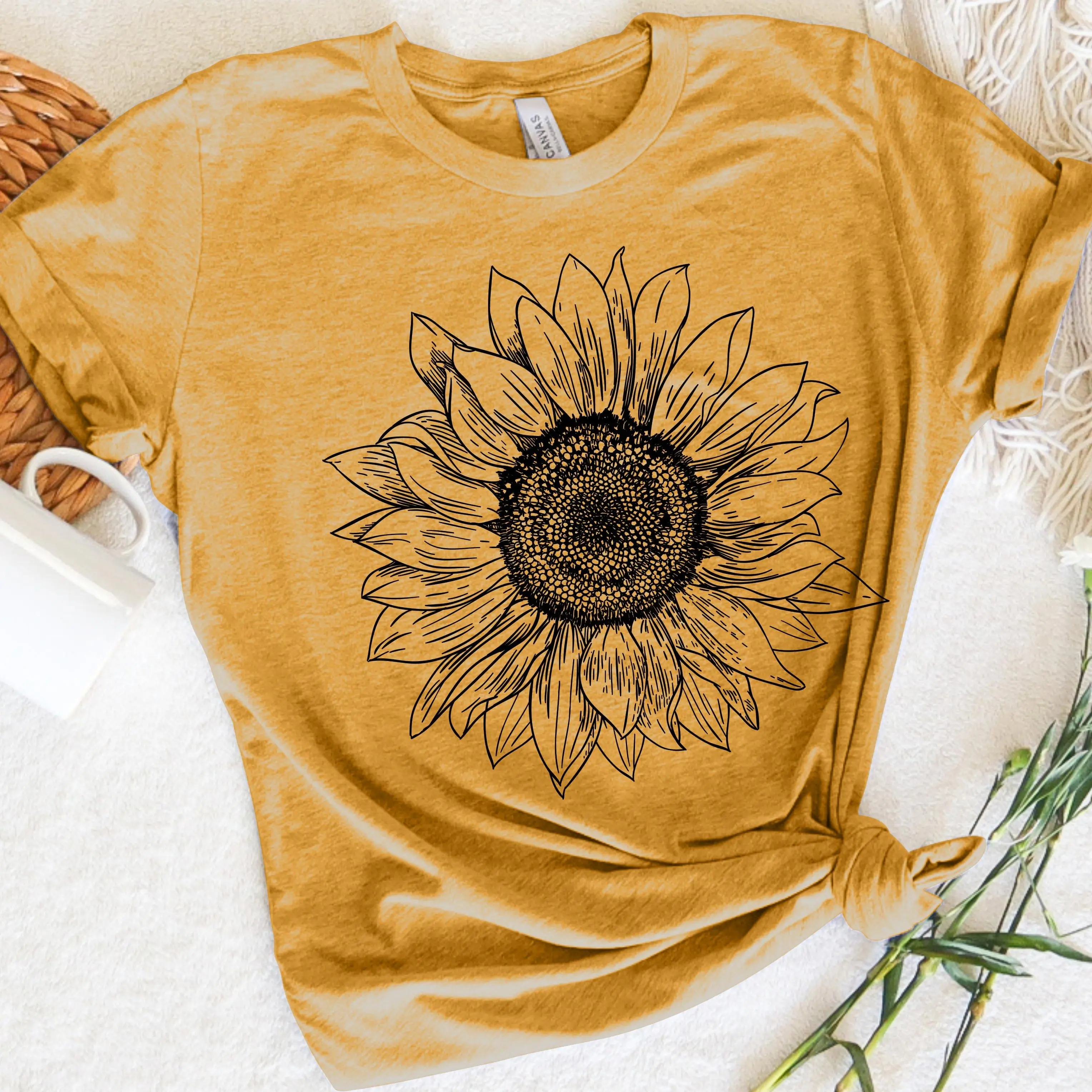 Sunflower Shirt for Women | Floral Graphic Tee | Vintage Boho Flower Tshirt