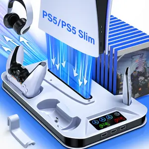 PS5 Cooling Stand for Standard/Slim/Pro with Dual Controller Charging Station,Strong 3level Cooling Fan for PS5 Accessory