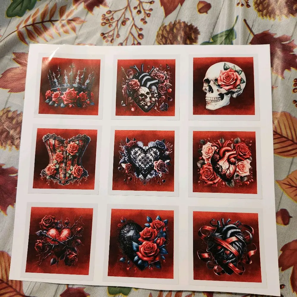 Gothic Love Halloween Magnets Set of 9 High-Quality Decorative Refrigerator Magnets 2x2 Inches Personal Touch Kitchen Decor Gift Photo Unique Halloween Designs