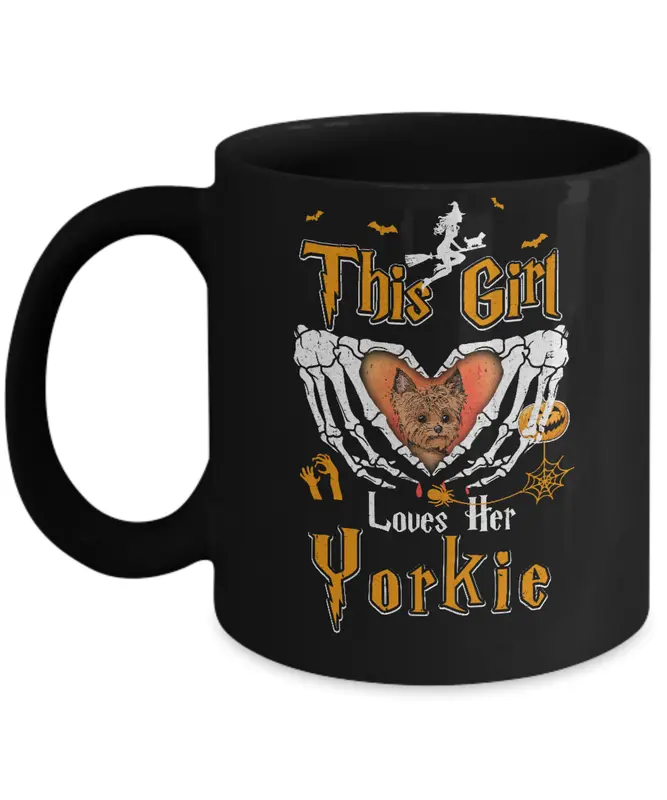 THIS GIRL LOVE HER DOG YORKIE HALLOWEEN MUG