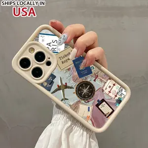 White Airplane Compass Map Pattern All-Inclusive Drop-Proof Mobile Phone Case Suitable for Apple 15PROMAX # ULTRA/15PLUS/15PRO/15/14PROMAX/14PLUS/14PRO/14/13PROMAX/13PRO/13/12PROMAX/12PRO/12/11PROMAX/11PRO/11/XSMAX/XR/X # XS/7PLUS. # 8PLUS/7 # 8SE