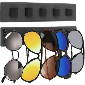 XUH 2 Pack Wall Mounted Sunglasses Organizer, Rustic Wooden Sunglass Holder Storage Display Rack, Space Saving Home Decor for RV Garage Office, Gift for Women Men Sunglass Lovers