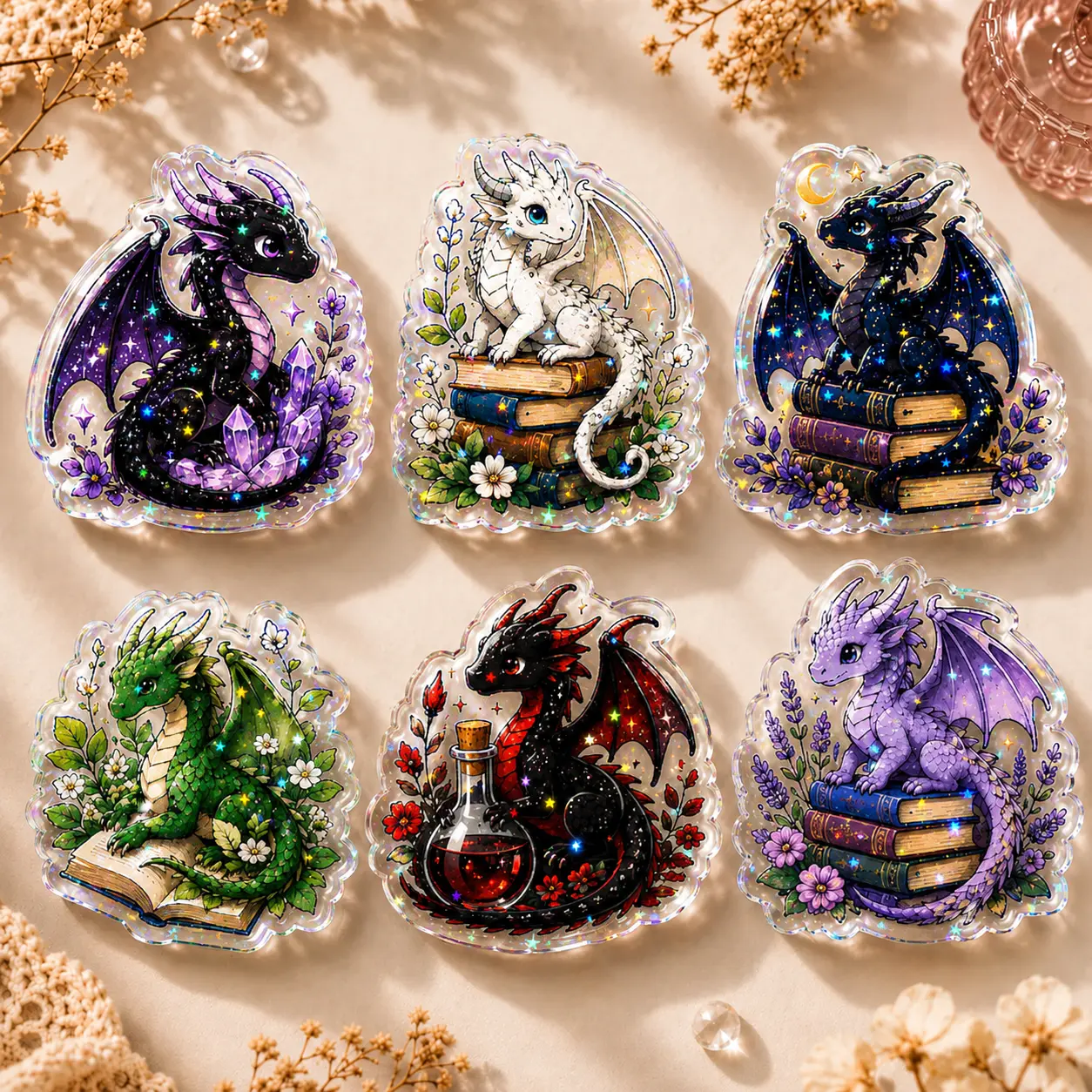 Holographic Dragon Phone Grip, Fantasy Creature Aesthetic Phone Holder, Glitter Stand for Phone