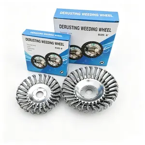 6/8/10 Inch Universal Heavy Duty Wire Weeding Brush Disc, Grass Trimmer Head Wheel Replacement with 4PCS Installation Accessories, Rustproof Tool for Garden Driveway Moss & Weed Cleaning weed cutter blade