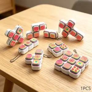 Stress Relief Keycap 4-Button Linear Design, Keyboard Accessory, Finger Press Russian Keychain, Birthday Gift for Friends, Cute Backpack Charm