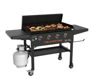 4-Burner 36" Griddle Cooking Station with Hard Cover & Omni Griddle Plate Technology Model 2177