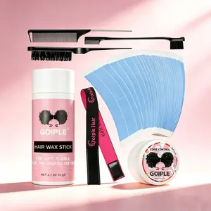 Hair Wax Stick & Edge Control Braid Gel Set with Edge Brushes, Hair Wrap Scarf & Styling Strips, No Flake Edge Tamer for Braids, Locs, Twists, Baby Hair, Frizz Control & Sleek Hold for All Hair Types