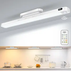 Motion Sensor Rechargeable Light Bar with Remote, Eye-Care Under Cabinet Lights with  Level Display,  Lights for Mirror, Led Light Bar for Cabinet, Closet, Desk and Bathroom
