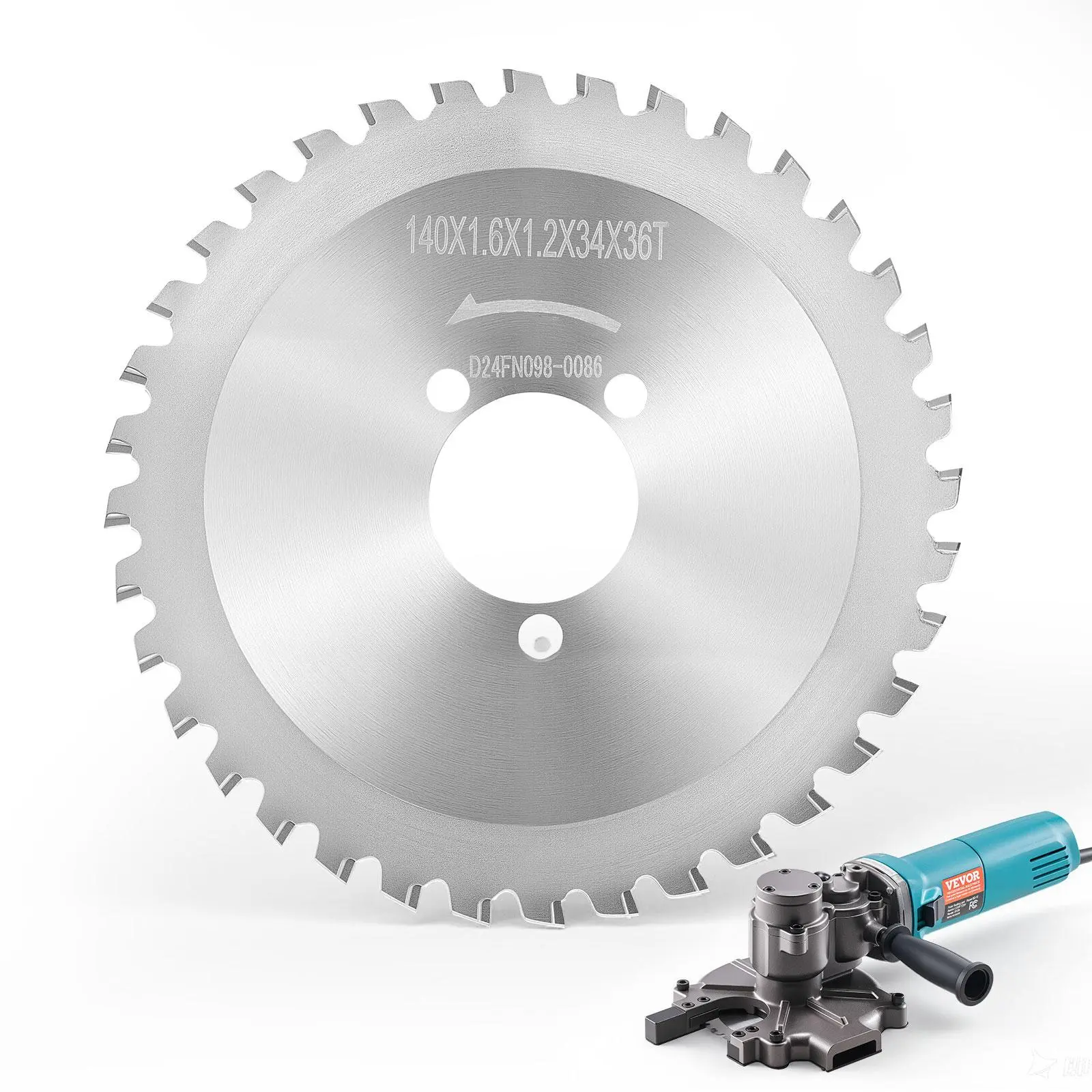 【Summerfinds】VEVOR Replacement Cutter Blades for Electric Cutting Saw & Rebar Cutter, 36-Teeth SK51 Steel Ceramic-Tipped 140mm Blade, 34mm Arbor, Fast Even Cutting for Aluminum Pipes