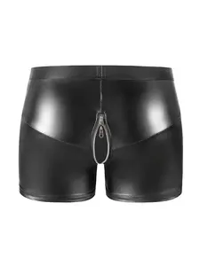 Men's Sexy Zipper Briefs, Soft Leather Tight-Fitting Shorts, Comfortable Underwear for Daily Wear, Stylish and Discreet Design