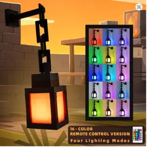 1PC Minecraft MC Merch Lantern Night Light | 15-Color Remote Control Color Changing Four Lighting Modes | Bedroom Ambient Sleep Light Decor Gamer Gift，#Minecraft #MinecraftDecor #GamerNightLight #MCGift #GameRoomDecor #LanternLight #GamerGift