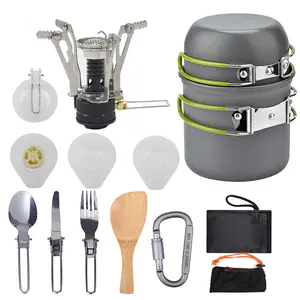 Portable Camping Cookware Set - All-in-One Outdoor Cooking Gear with Stove, Pots, Foldable Utensils for Hiking, Picnic, Backpacking