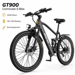 24 Inch Electric Bike for Adults, Commuter Ebike with 250W Motor, 36V 13Ah Battery, Under-Seat Shock Absorber, Dual Suspension, Disc Brake, Lightweight City Electric Bicycle tall