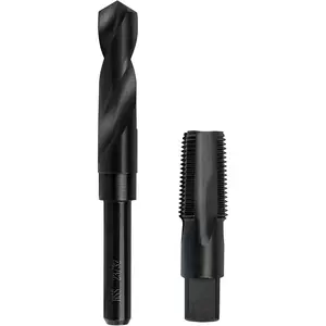 1/2-14 NPT Pipe Tap and 23/ 32inch Drill Bit Set, Carbon Steel Manual Threaded Pipe Tap Set, Suitable for Plumbers, Machinists, DIY Thread Cutting Tools
