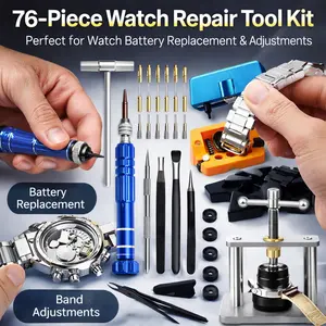 Watch Repair Kit, Full Set Watch Press Tool for Battery Replacement & Link Removal – Professional Watchmaker Tool Kit with Case Opener, Band Adjustment Tools, Screwdriver, Tweezers – DIY Repair for Men Women