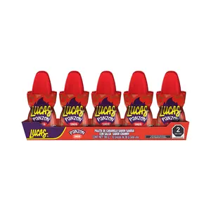 Lucas Panzon Watermelon Flavored Lollipop Candy with Chamoy Liquid (10 Count), Sweet, Savory, Mexican Candy, Dulces Mexicanos Snack Candies Tangy