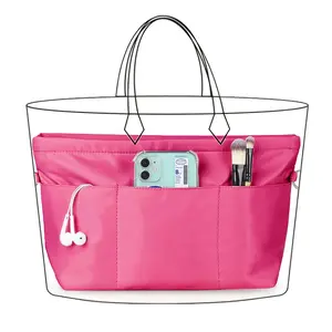 Premium nylon wallet storage bag handbag liner, zipper finishing bag, inner bag zipper 13 pockets