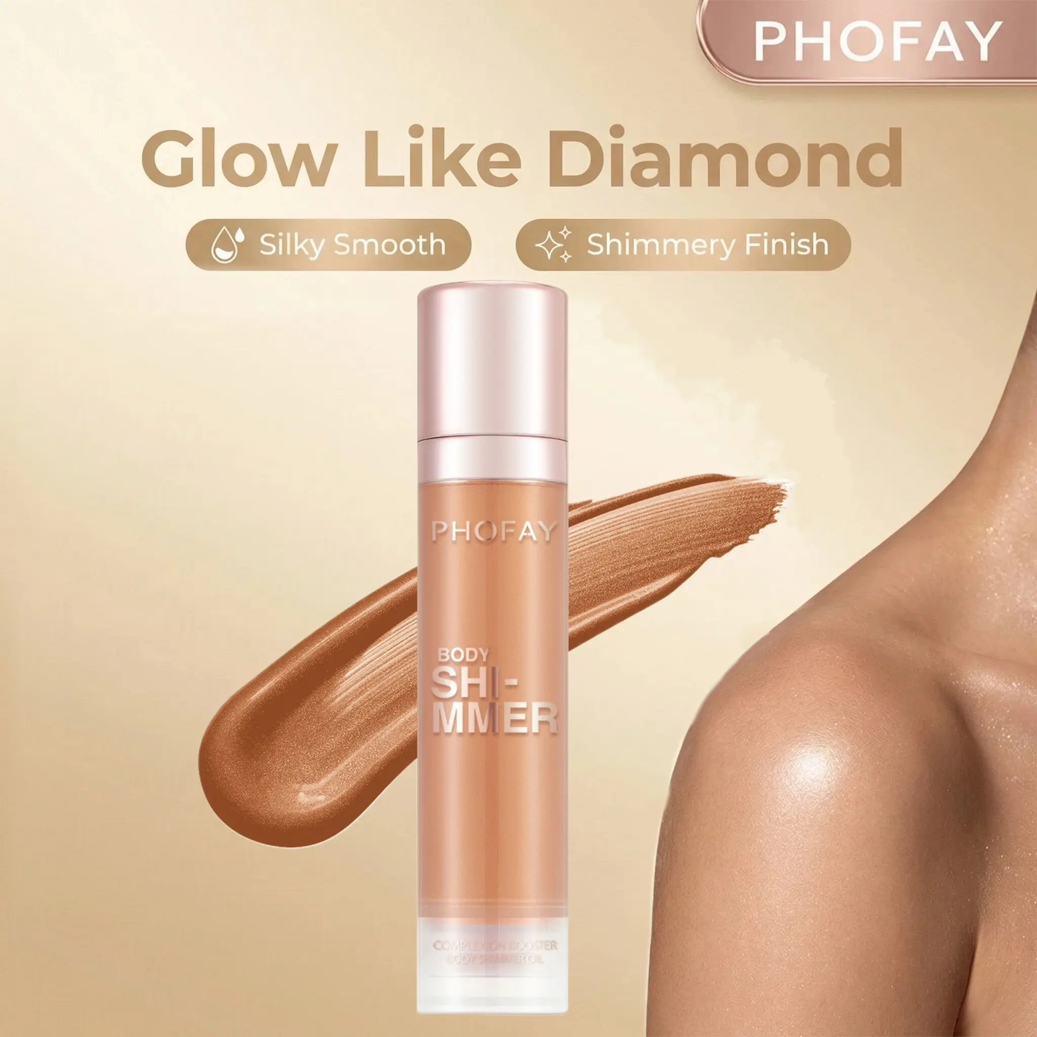 PHOFAY Body Shimmer Oil Golden Hour Glow 25 ML Silky Shimmering Finish Transfer-Resistant Seamless Blendable Instant Radiant Finish #BodyGlow #SummerBeauty #ShimmerOil - Makeup, Bronze, Moisturize,flawless filter