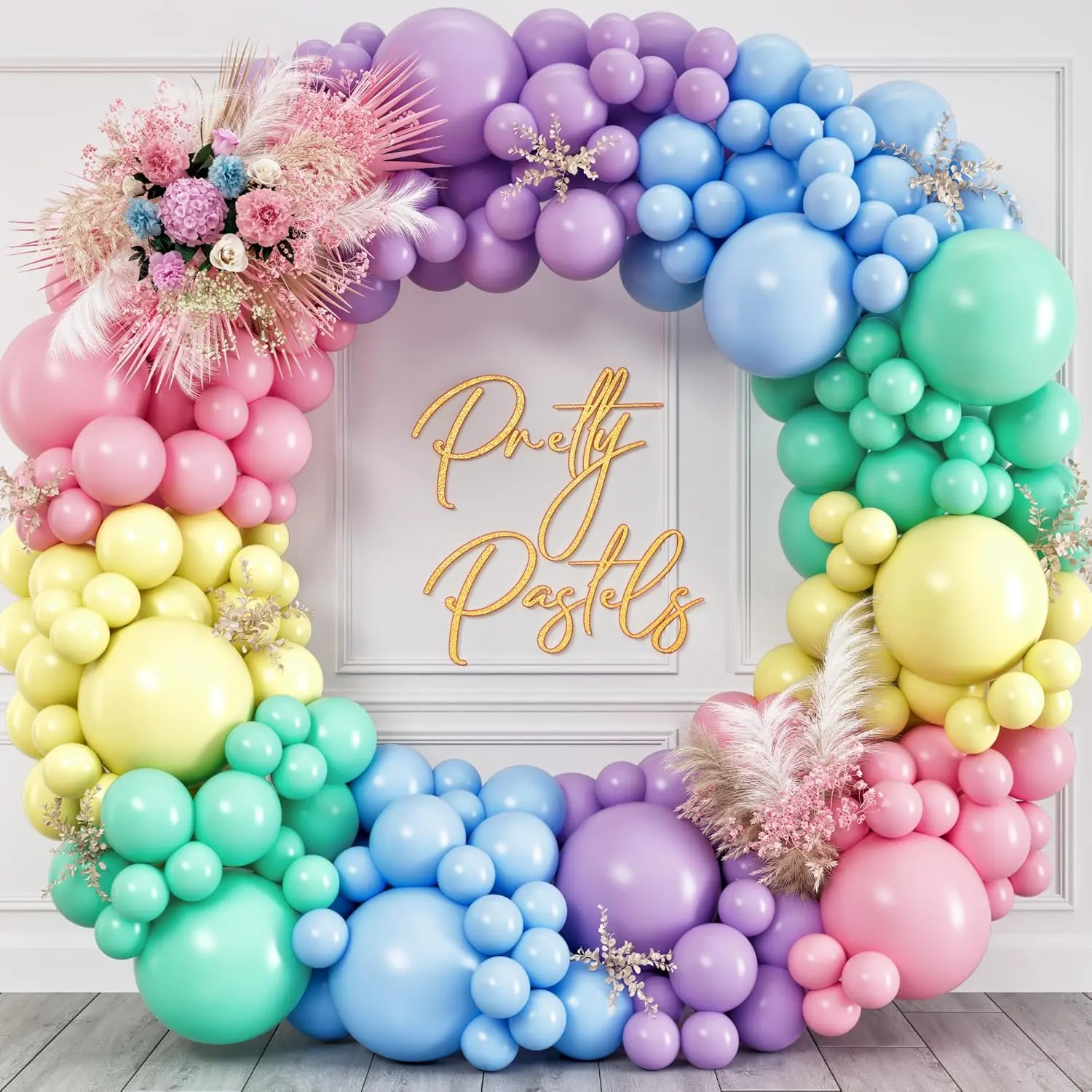 100 Pastel Balloons Assorted Colors & Size - Rainbow Birthday Party ations - Macaron Balloons in Blue, , Yellow, Green &  - Matte Colored Supplies for Spring, Candy, Easter, & Unicorn