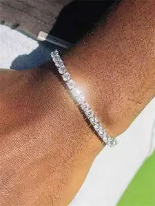Men's Hip Hop Dazzling Diamond Bracelet, Sparkling Unisex Design, Micropaved Zirconia Jewelry, Perfect Gift for Him, Stylish Accessory, Cubic Zirconia Bracelet