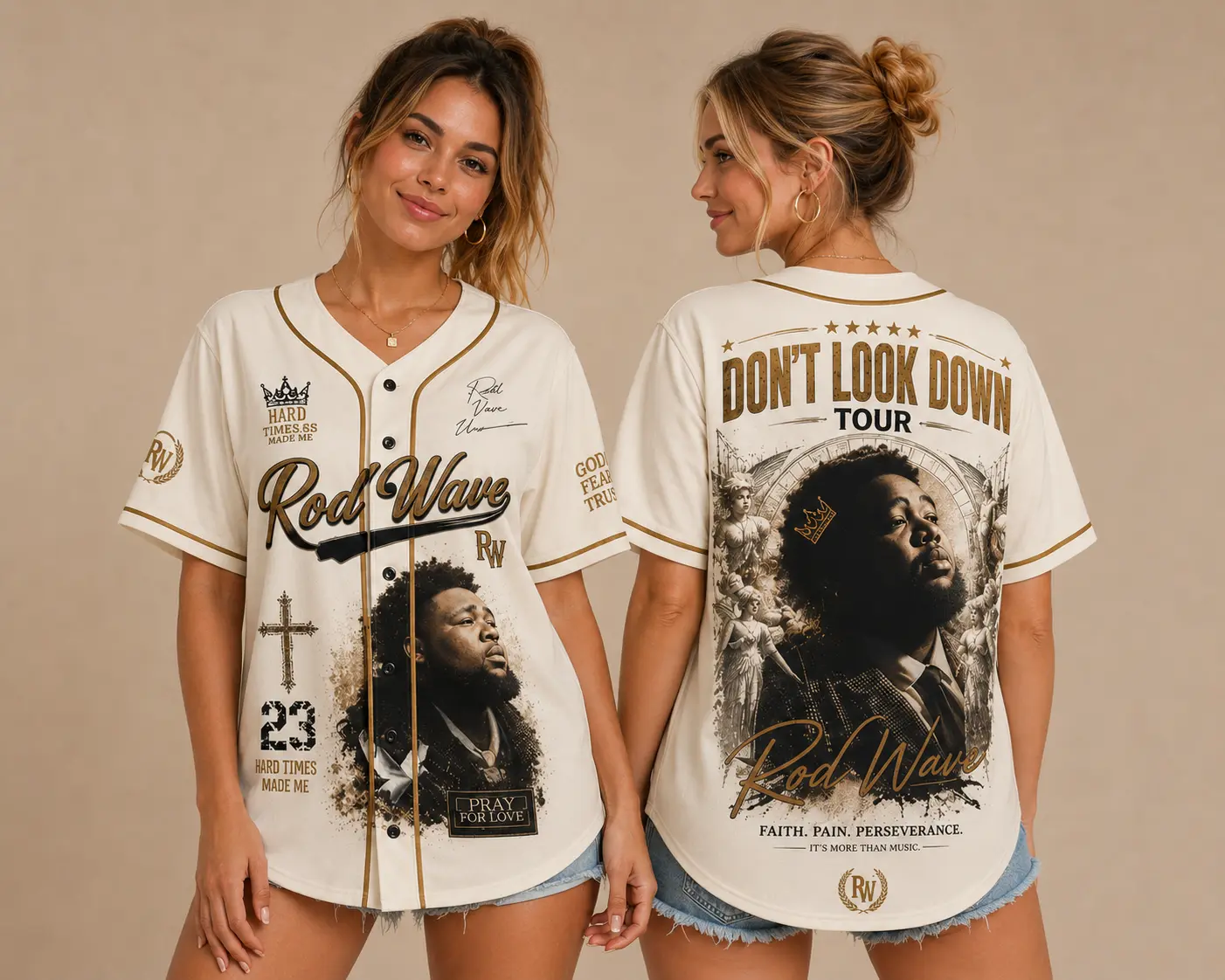Rod Wave Don’t Look Down Tour 2026 Baseball Jersey, Hip Hop Concert Fan Shirt, Unisex Music Apparel, Gift for Rod Wave Fans