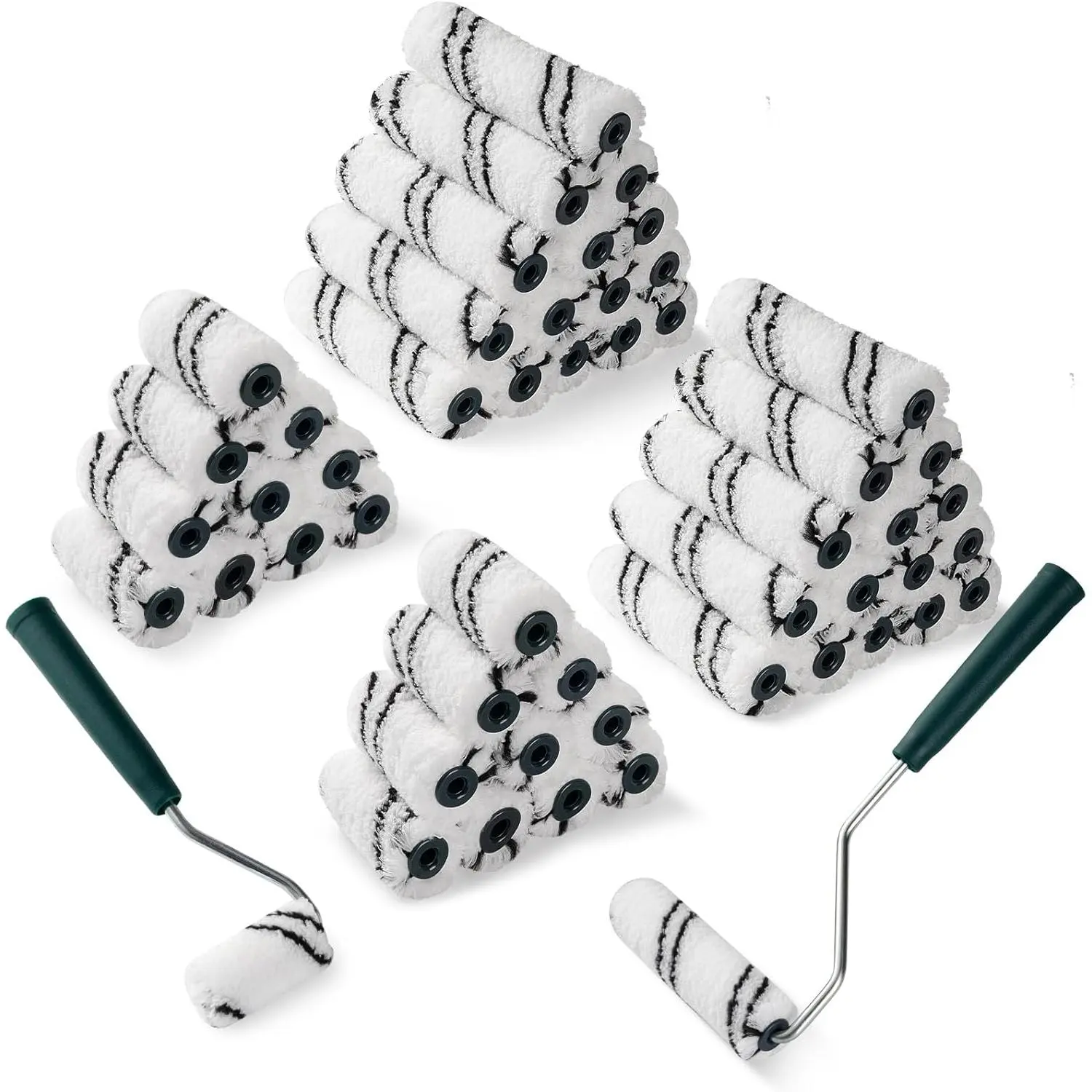 52-Pack Professional Grade Paint Roller Kit - 2-Inch & 4-Inch Microfiber Covers, 2 Anti-Rust Metal Frames with Comfortable Grip, Durable Multi-Surface Home Improvement Painting Tools, 2 Inch & 4 Inch, 52 Pack