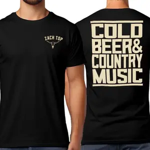 Cold Beer & Country Music Tour 2025 Two Sided Unisex T-Shirt - Zach Top Merch for Country Music Fans
